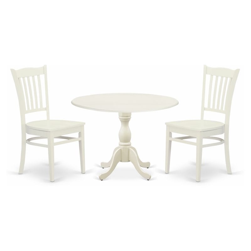 East West Furniture Dublin 3-piece Table and Dining Chair Set in Linen White