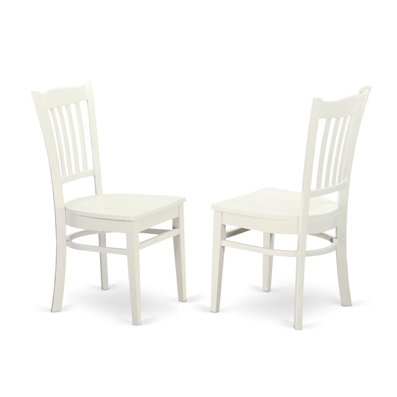 East West Furniture Dublin 3-piece Table and Dining Chair Set in Linen White