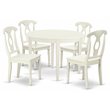 East West Furniture Boston 5-piece Dining Set with Panel Back in Linen White