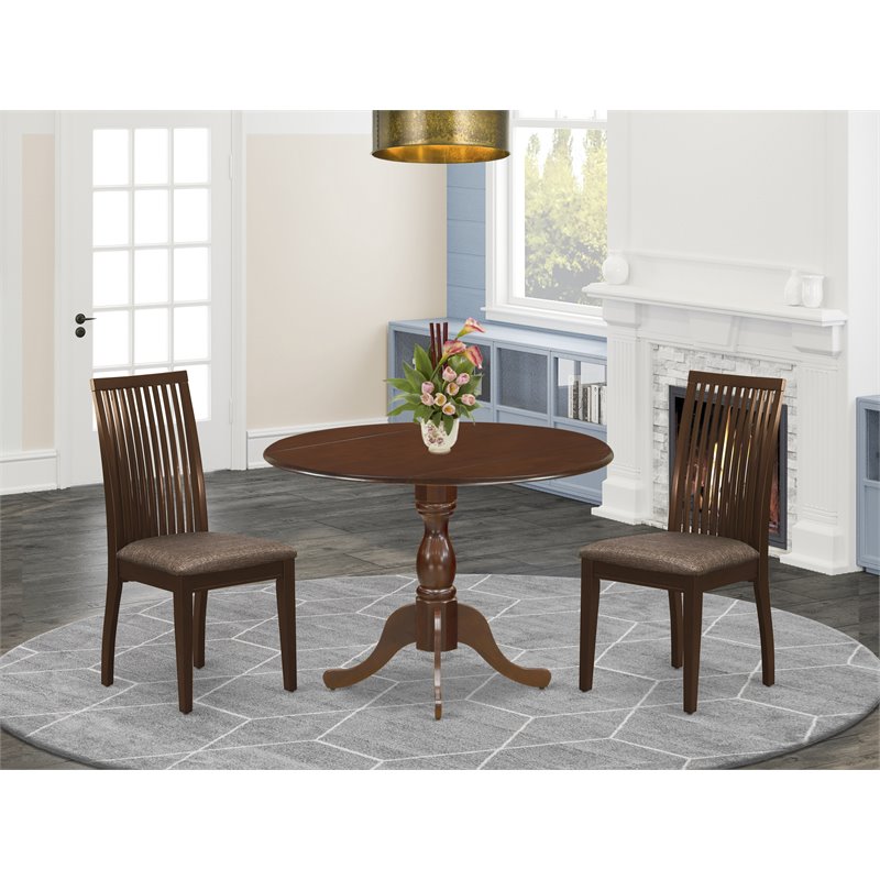 East West Furniture Dublin 3-Piece Traditional Asian Wood Dining Set in Mahogany