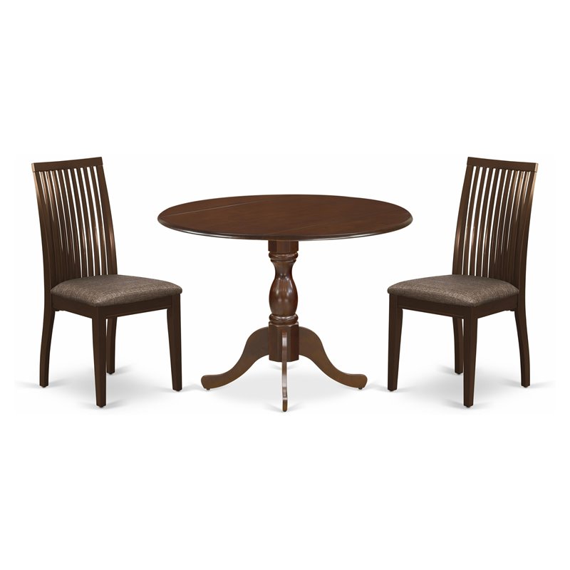 East West Furniture Dublin 3-Piece Traditional Asian Wood Dining Set in Mahogany