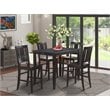 East West Furniture Buckland 5-piece Dining Set with Table and 4 Stools in Black