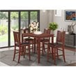 East West Furniture Buckland 5-piece Counter Height Table & 4 Stools in Mahogany