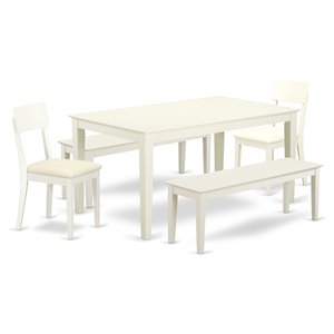 East West Furniture Capri 5-piece Dining Set w/ 2 Chairs and 2 Benches in White