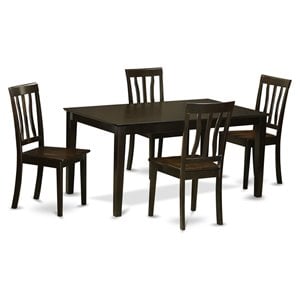East West Furniture Capri 5-piece Wood Dining Room Set in Cappuccino