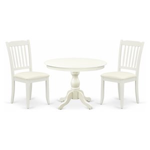 East West Furniture Hartland 3-piece Dining Set w/ Slatted Back Chairs in White