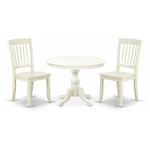 East West Furniture Hartland 3-piece Dining Set with Breakfast Table in White