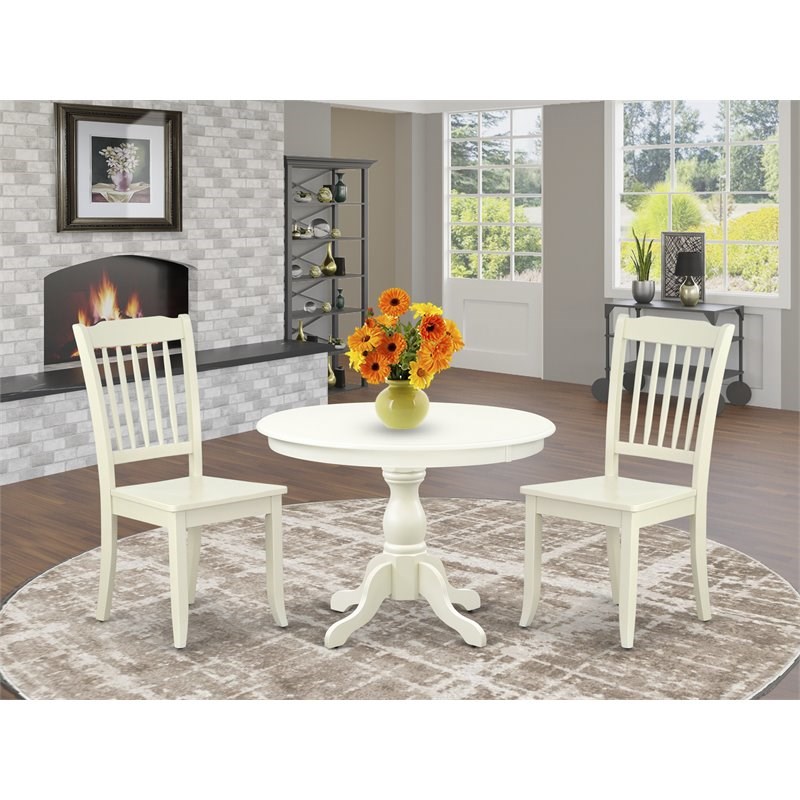 East West Furniture Hartland 3-piece Dining Set with Breakfast Table in White