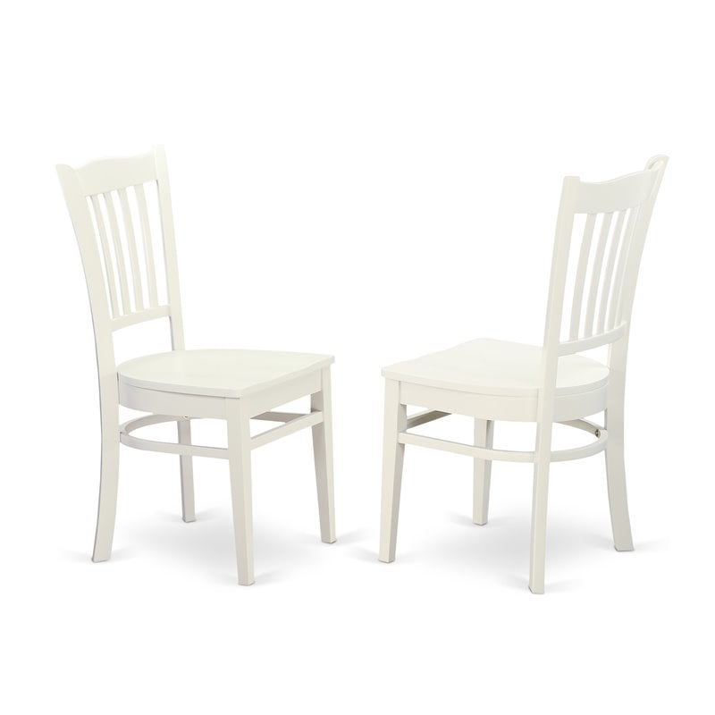 East West Furniture Hartland 3-piece Slatted Back Dining Set in Linen White