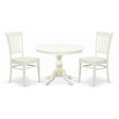 East West Furniture Hartland 3-piece Slatted Back Dining Set in Linen White