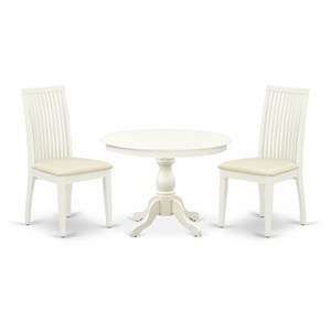 East West Furniture Hartland 3-piece Slatted Chair and Dining Table Set in White