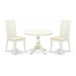 East West Furniture Hartland 3-piece Slatted Chair and Dining Table Set in White