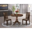 East West Furniture Hartland 3-piece Dining Set with Slatted Back in Mahogany