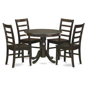 East West Furniture Antique 5-piece Wood Kitchen Set with 4 Chairs in Cappuccino
