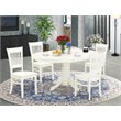 East West Furniture Avon 5-piece Dining Set with Slatted Chair Back in White
