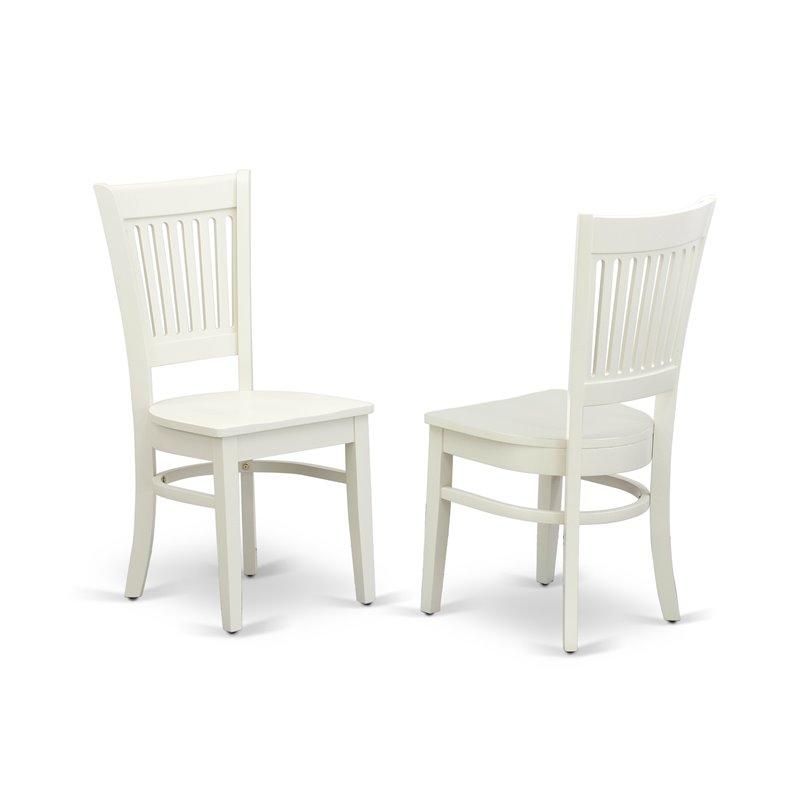 East West Furniture Avon 5-piece Dining Set with Slatted Chair Back in White