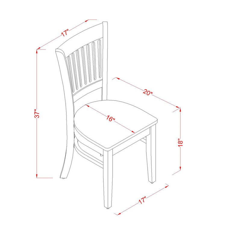 East West Furniture Avon 5-piece Dining Set with Slatted Chair Back in White