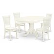 East West Furniture Avon 5-piece Dining Set with Slatted Chair Back in White