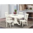 East West Furniture Avon 5-piece Wood Kitchen Table Set in Linen White