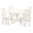 East West Furniture Avon 5-piece Wood Kitchen Table Set in Linen White
