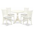 East West Furniture Antique 5-piece Dining Set with Slatted Back in Linen White