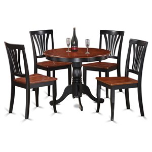 east west furniture antique 5-piece dining set with small table in black/cherry