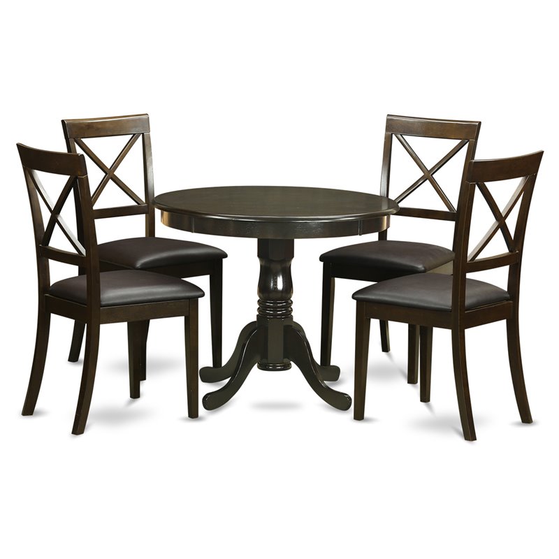 East West Furniture Antique 5-piece Wood Dining Room Set in Cappuccino