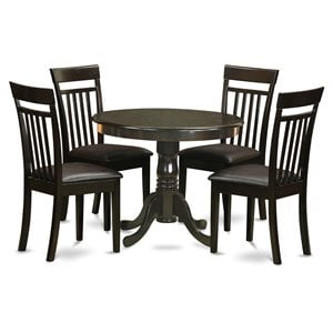 East West Furniture Antique 5-piece Round Table and Dining Chairs in Cappuccino