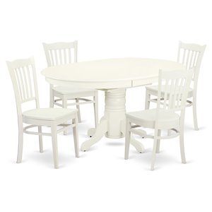 East West Furniture Avon 5-piece Wood Dining Room Set in Linen White
