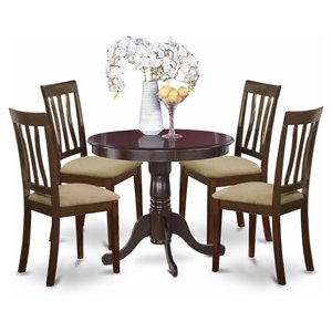 east west furniture antique 5-piece table and dining chair set in cappuccino
