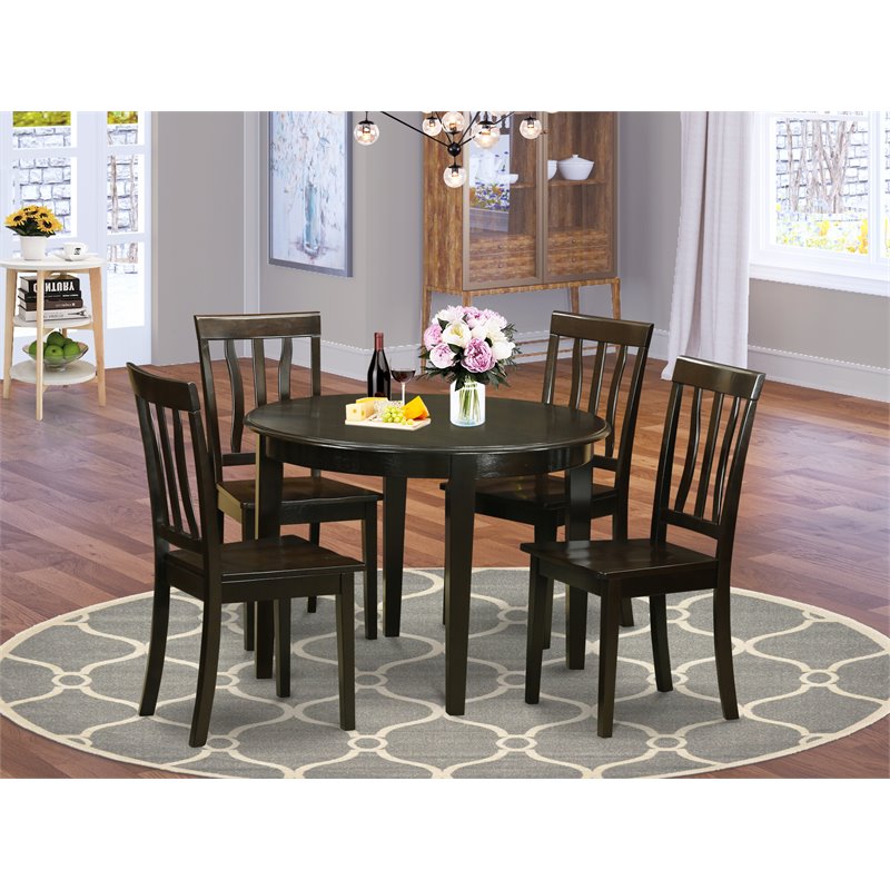 East West Furniture Boston 5-piece Wood Dining Room Set in Cappuccino