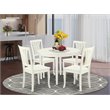 East West Furniture Boston 5-piece Dining Set with Slatted Chairs in Linen White