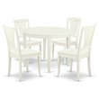 East West Furniture Boston 5-piece Dining Set with Slatted Chairs in Linen White