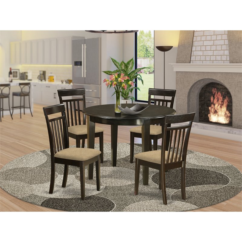 East West Furniture Boston 5-piece Traditional Wood Kitchen Set in Cappuccino