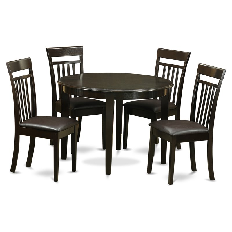 East West Furniture Boston 5-piece Wood Kitchen Table Set in Cappuccino