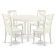 East West Furniture Boston 5-piece Dining Set with Slatted Back in Linen White