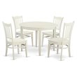 East West Furniture Boston 5-piece Wood Dining Table Set in Linen White