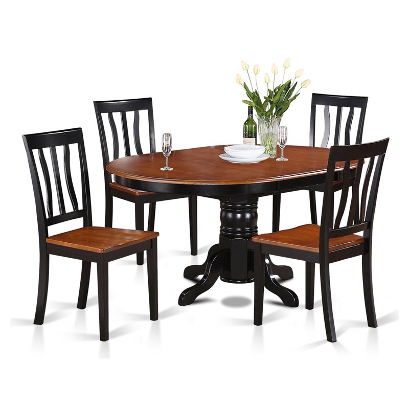 East West Furniture Avon 5-piece Dining Set with Oval Table in Black ...