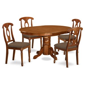 East West Furniture Avon 5-piece Wood Dining Table and Chair Set in Saddle Brown