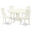 East West Furniture Avon 5-piece Wood Dining Set with Oval Table in Linen White