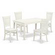 East West Furniture Capri 5-piece Dining Set with Slatted Back in Linen White