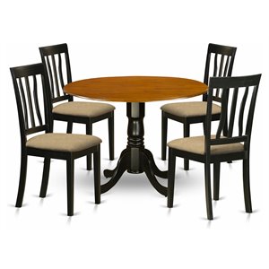 East West Furniture Dublin 5-piece Wood Dining Set in Black/Cherry