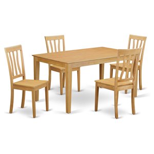 East West Furniture Capri 5-piece Traditional Wood Dinette Set in Oak