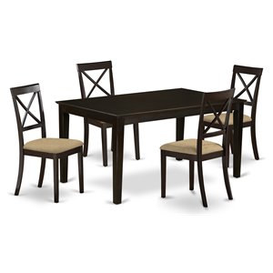 East West Furniture Capri 5-piece Wood Dining Table Set in Cappuccino