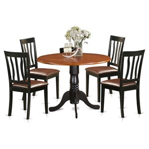 East West Furniture Dublin 5-piece Wood Dining Table Set in Black/Cherry