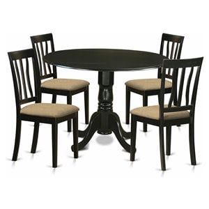 East West Furniture Dublin 5-piece Traditional Wood Dining Set in Black