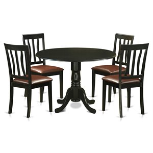 east west furniture dublin 5-piece traditional wood dining table set in black