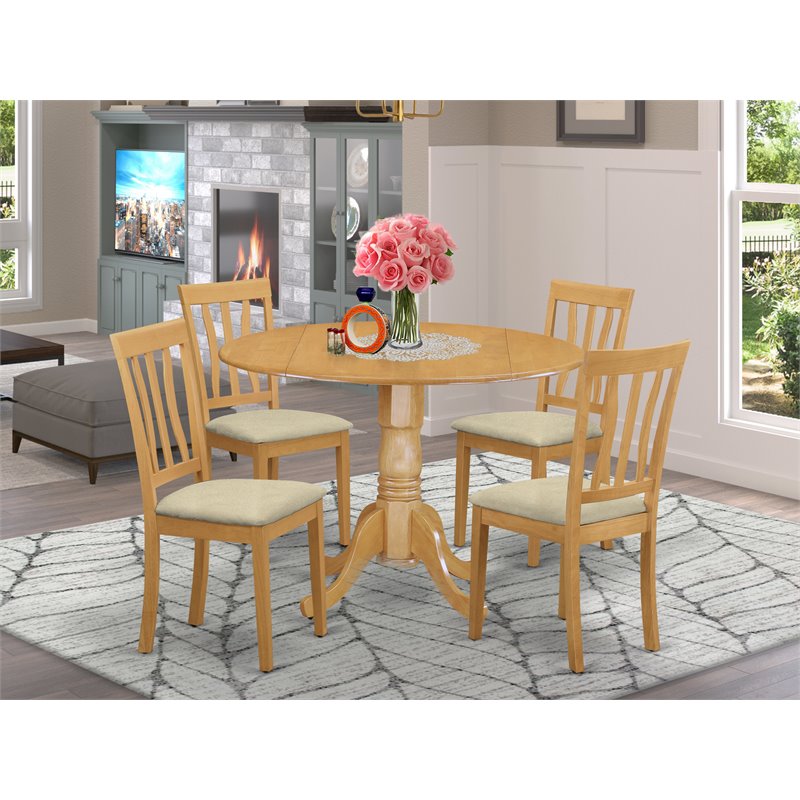 East West Furniture Dublin 5-piece Traditional Wood Dinette Set in Oak