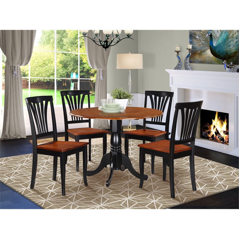 East West Furniture Dublin 5-piece Wood Kitchen Set in Buttermilk/Cherry