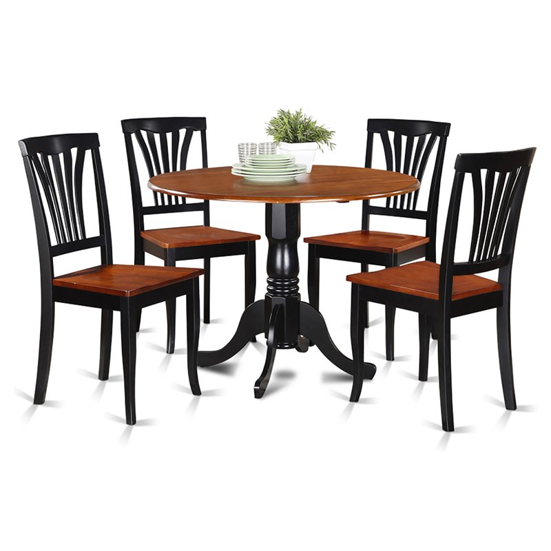 East West Furniture Dublin 5-piece Wood Kitchen Set in Buttermilk/Cherry